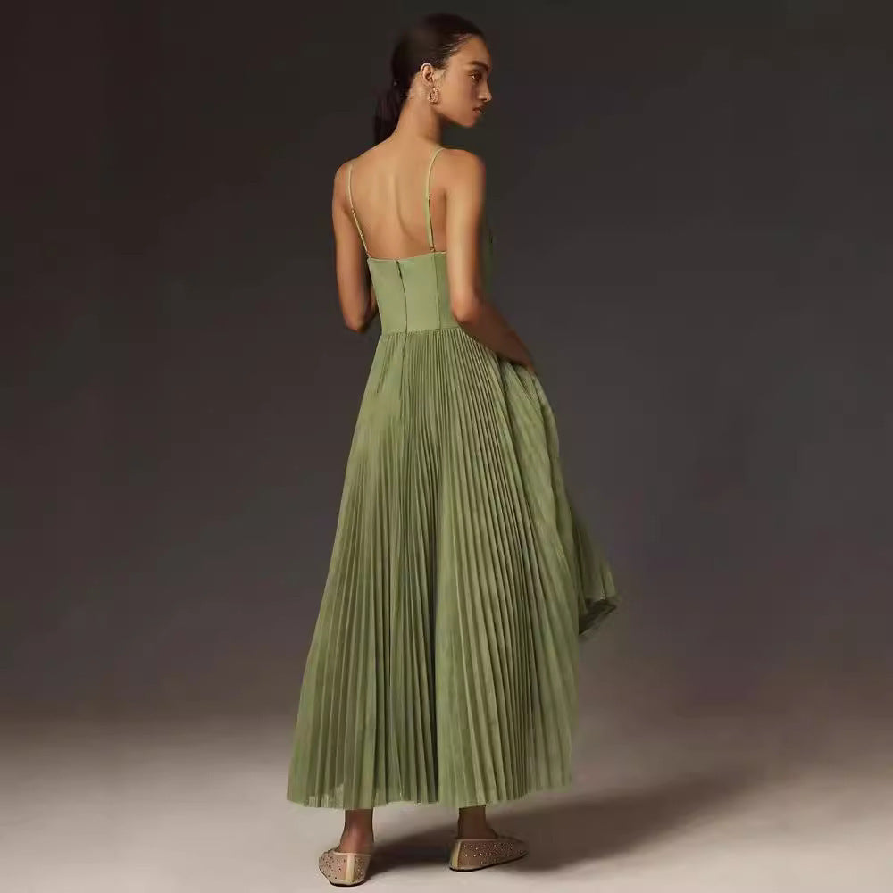 Lorna | Midi Bustier Plisseret Kjole