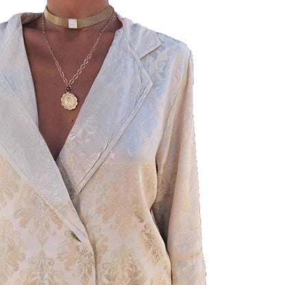Lys | Elegant Ensemble Bredt Bukser og Struktureret Blazer til En SJu Stylish Look